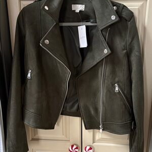 LOFT Dark Green suede Jacket for Women xxs brand new